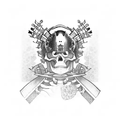 The Skeleton Of A Samurai In Japanese Armor With Traces Of Harakiri From Which Sakura Sprouts