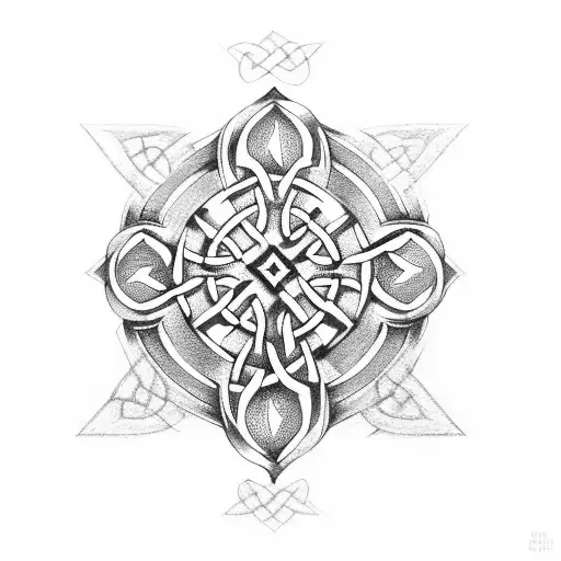 Celtic Cross With Text My Heritage In Gaelic
