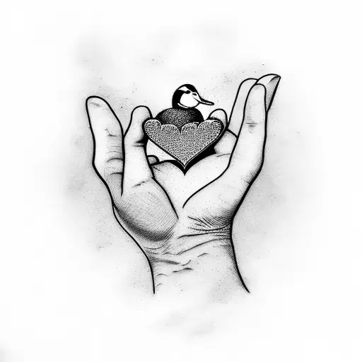 Heart With Fist With Duck With Mountain