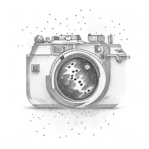 Space Tattoo With Camera Lens