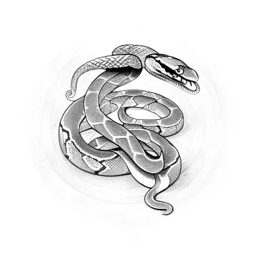 Snake Biting Its Tail Moving Around A Circle