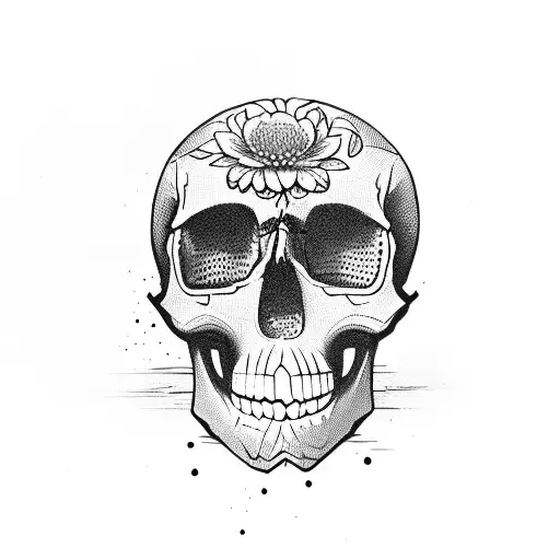 Skull With Dunflowers