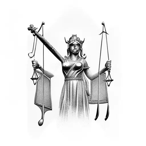 Lady Justice With Sword And Scale In Her Hands