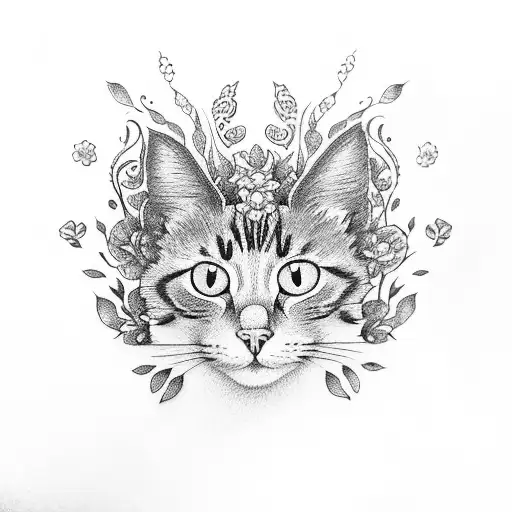 Floral With Cat Paws