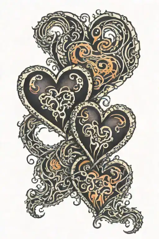 3 Linked Hearts In Fire Color