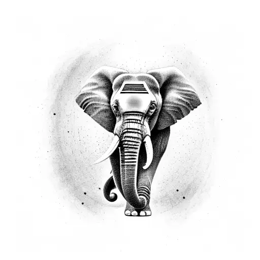 Realistic Elephant With Thin Lines