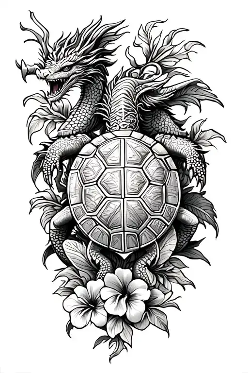 Hawaiin Turtle And Dragon And Hibiscus Vine Wrapping