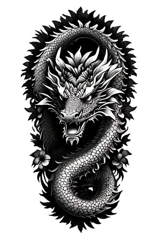 Hawaiin Dragon And Hibiscus Vine Wrapping