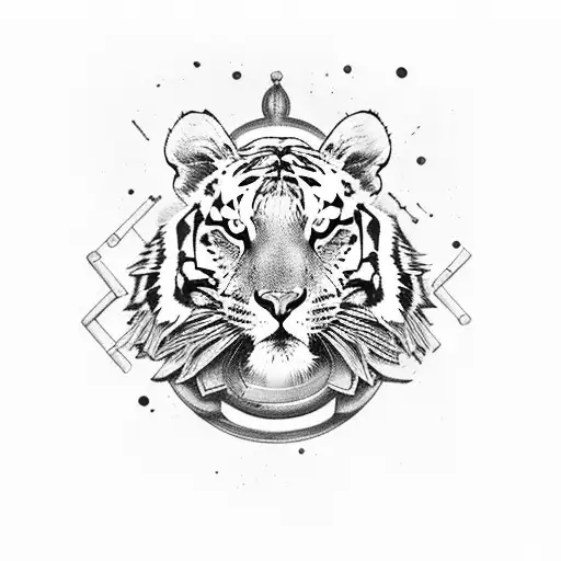 A Tribal Tiger Symbolizing Strength And Passion For Music