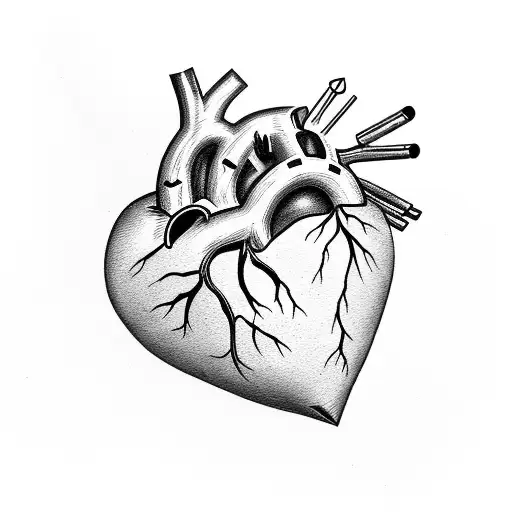 Anatomically Correct Heart With An Broadhead Arrow Shot Through It