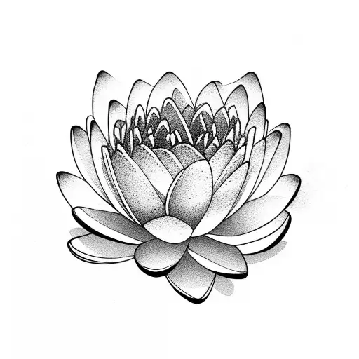 Black Abstract Lines With White Water Lily