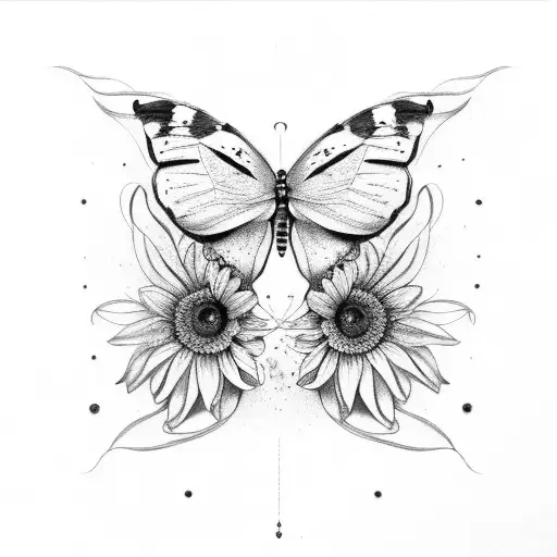 Butterfly Female Arms Flowers Sun Moon