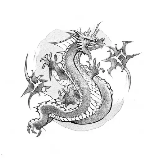 Japanesse Dragon Coming Out Of A Mine