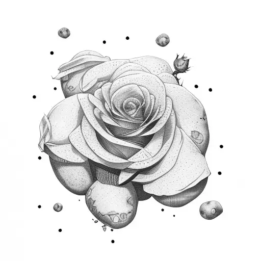 Pile Of Potatoes With Rose In The Middle