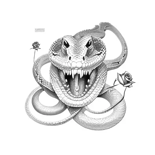 Snake With Rose In Mouth