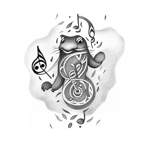A Dark And Mysterious Animation-inspired Tattoo Featuring Music Notes