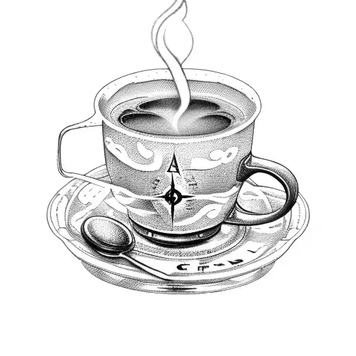 A Steaming Cup Of Coffee With A Compass And Trekking Boots As Accents