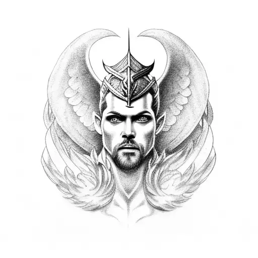 Norse Mythology Tattoo Of A Male Angel With Arms And Wings Open