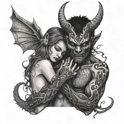 Demon Holding Pretty Girl