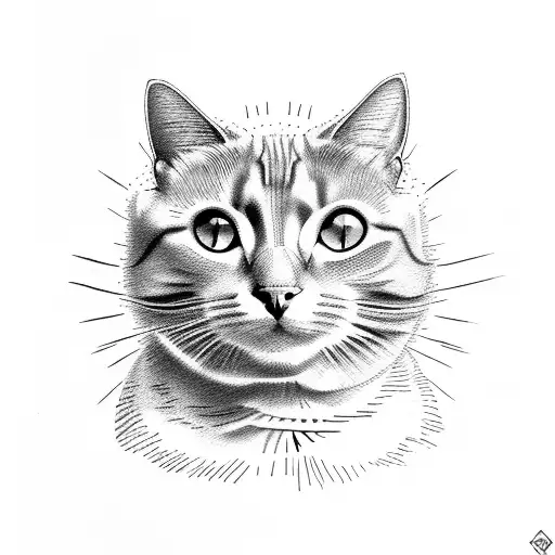 Head Of A Cat With An Extra Eye In The Forehead In Esoteric Style