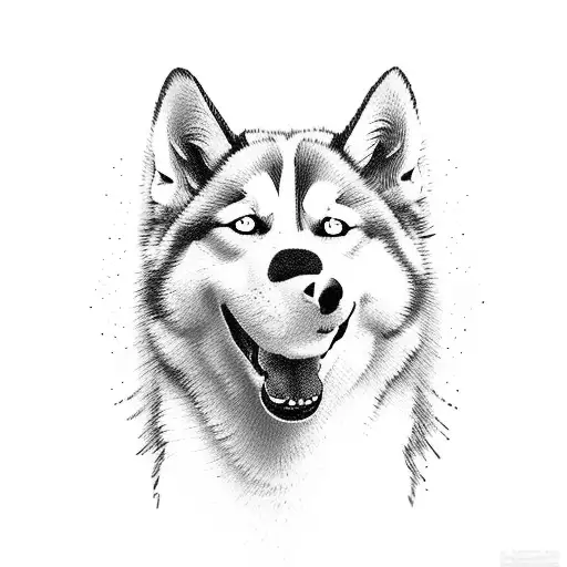 Husky Dog Ears Siluette