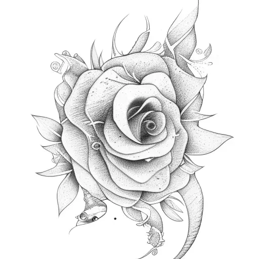 Vertical Line Of Flower And Fish