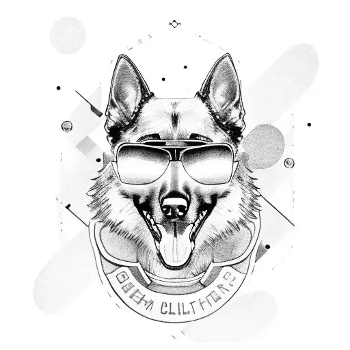 A German Shepard Wearing A Leather Jacket And Sunglasses Riding A Motorcycle