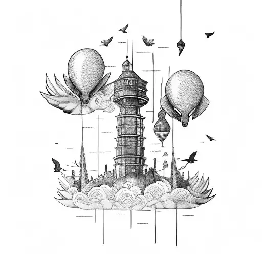 Bird Flying Around Tower