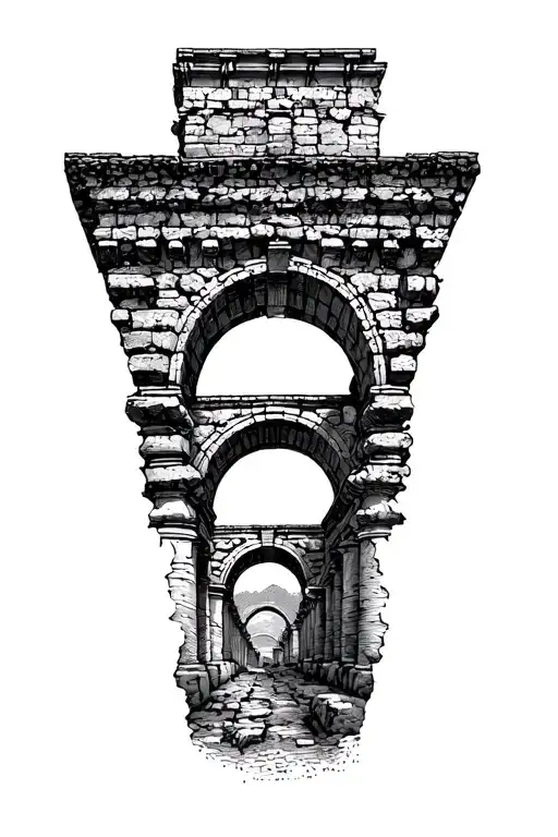 Roman Aqueduct In Horizontal Rectangle
