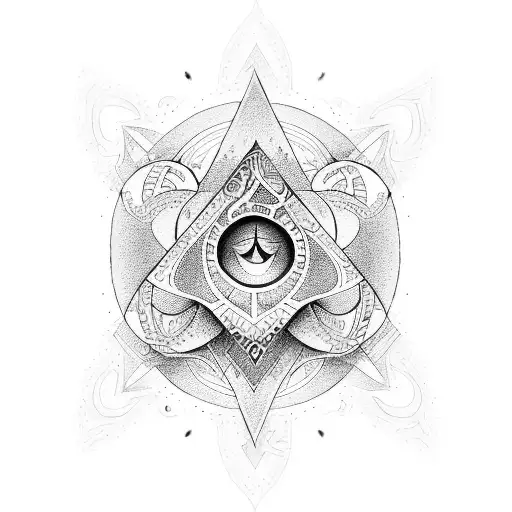 An Abstract Tattoo Of A Hippie Symbol Incorporating Musical Elements And A Mushroom Motif