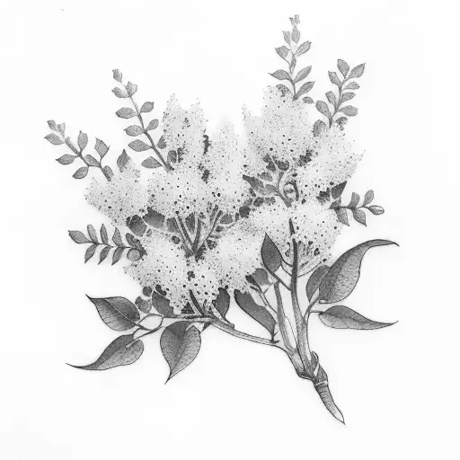 A Watercolor Style Single Sprig Of Lilacs