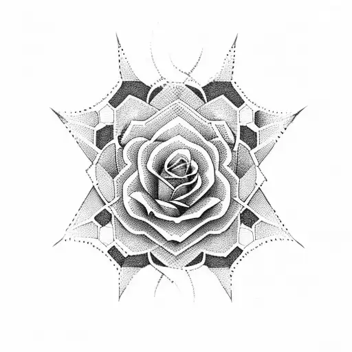 Large Honeycomb Pattern With A Small Rose In The Middle On Neck