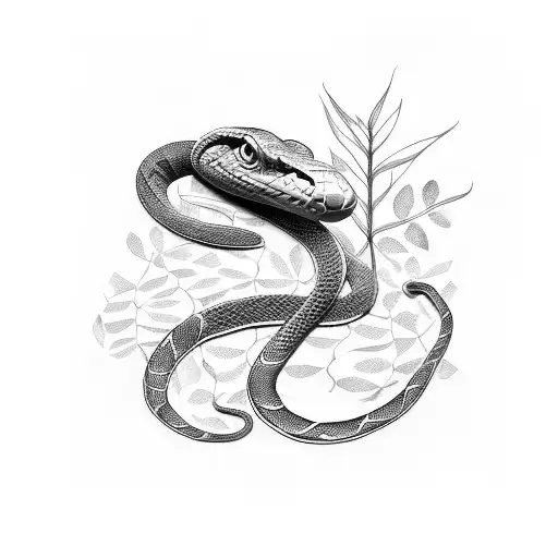 Snake With Mini Monstera Leaves