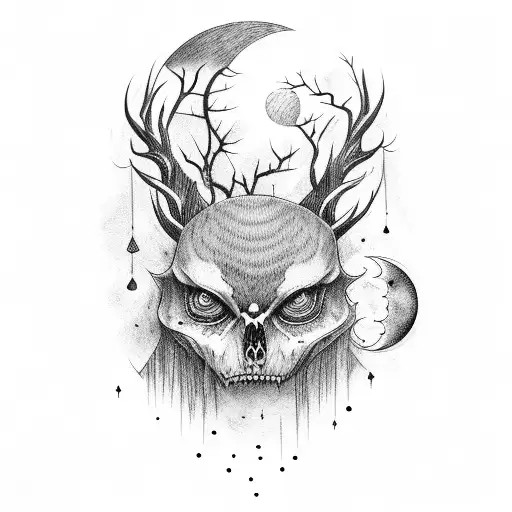 Dark Woods With Moon