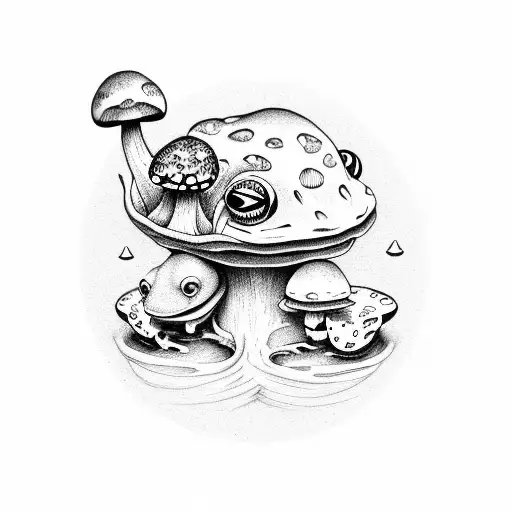 Frog With Mushroom On Its Head