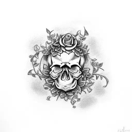 Skull With Lilac Wreath