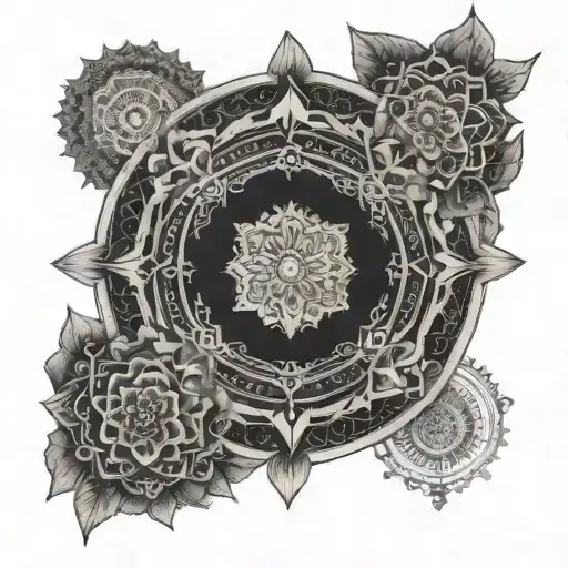 An Intricate Mandala Design Incorporating Elements Of Nature And Music