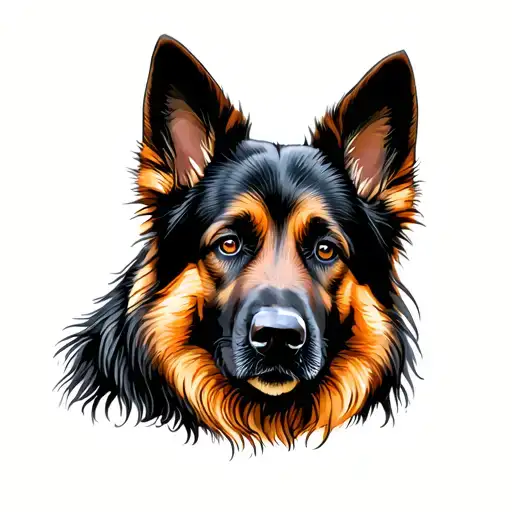 Red And Black Long Haired German Shepherd Dog