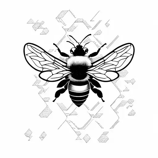 Abstract Bee On Honeycomb