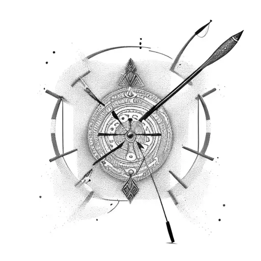An Abstract Design Combining Archery Motifs With Gael A And Samuel A's Initials