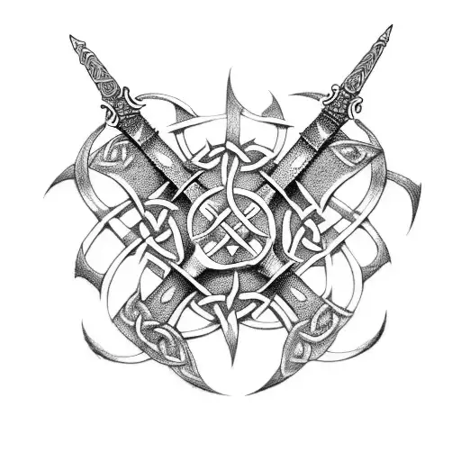 Sword With Celtic Carvings