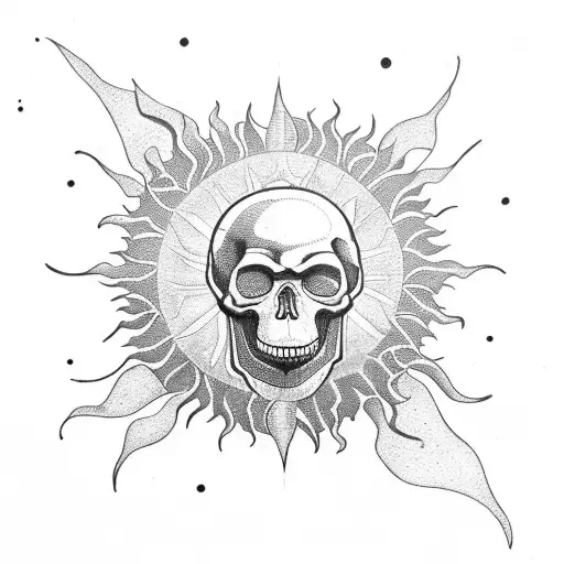 A Sun Made Of Metal With A Skull In The Center Surrounded By Marijuana Plants