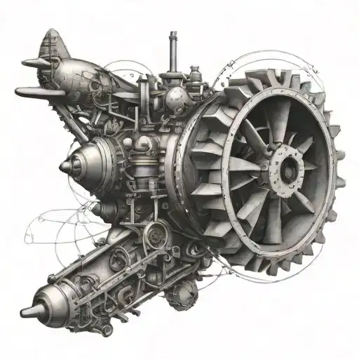 An Intricate Airplane Engine Design With Gears And Propellers
