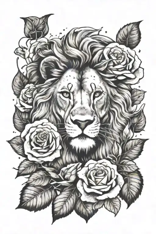 Lion And Roses Growing
