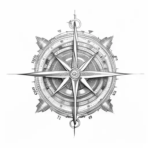 A Clock With An Inside Of Compass Attached To An Anchor