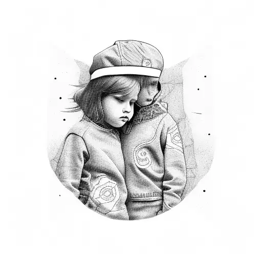 One Boy Kid And Girl Kid Holding Hand Of Grandma