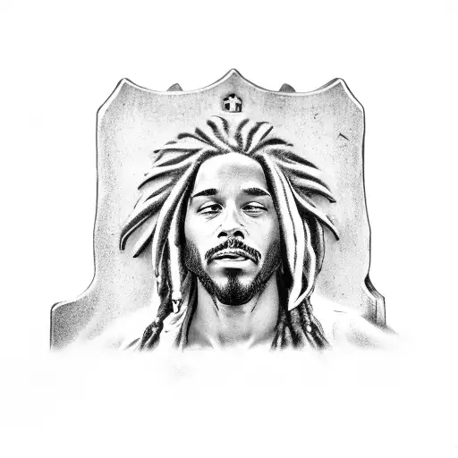 Male Figure With Dreadlocks Sitting On A Tombstone