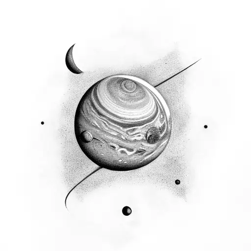 Saturn With A Moon And Satelite Around It