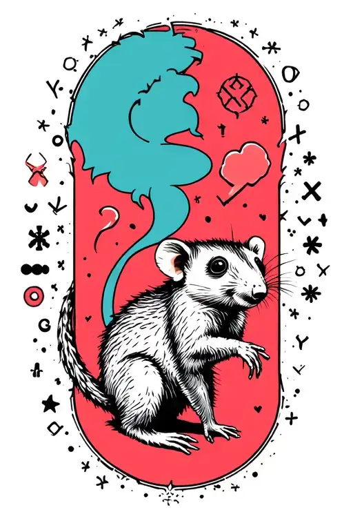 Brushtailed Possum Surrounded By Dopamine And Serotonin Symbols