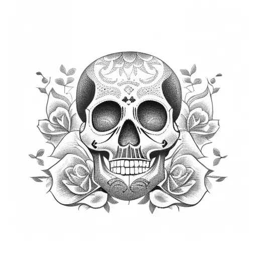 Mexican Skull With Flowers 16Cm Bicep